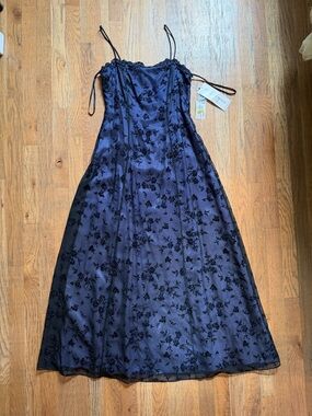 90s Betsy & Adam by Jaslene Floral Beaded Prom Dress Gown Purple Black